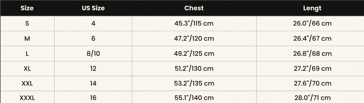 Size chart