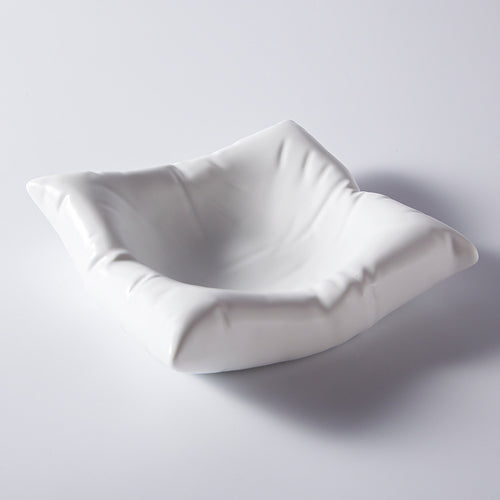 Luxury White Ceramic Pillow Plate – 8 Inch